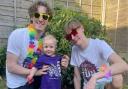 Rhys Connah and his brothers Teddy (centre) and Ryan preparing for the Colour Run