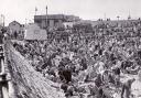 A crowded Morecambe Beach in 1956