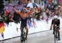 Lizzie Armitstead loses out in a sprint finish on The Mall to Holland’s Marianne Vos