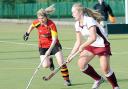 Ben Rhydding's Eve Boardman, right, takes the ball away from Bingley's Emily Lawrence