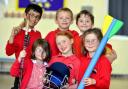 FUNDS: Pupils get ready for a sports event. They are (back row from left) Arun Khinda, Kane Batley and Ewan Cooke and (front row, from left) Aeryn Dawson, Eva Shierson and Evelyn Cowman