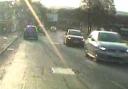 A police image of the two cars racing 'bumper to bumper' up Bowling Back Lane