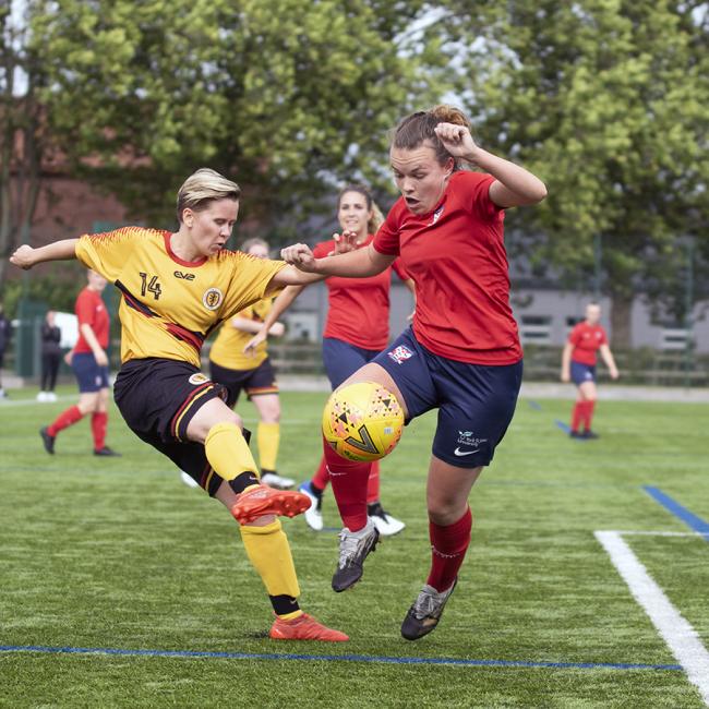 Brighouse Sports lost 9-2 in the FA Cup to York City (red) over the weekend. Picture: Ian Parker.