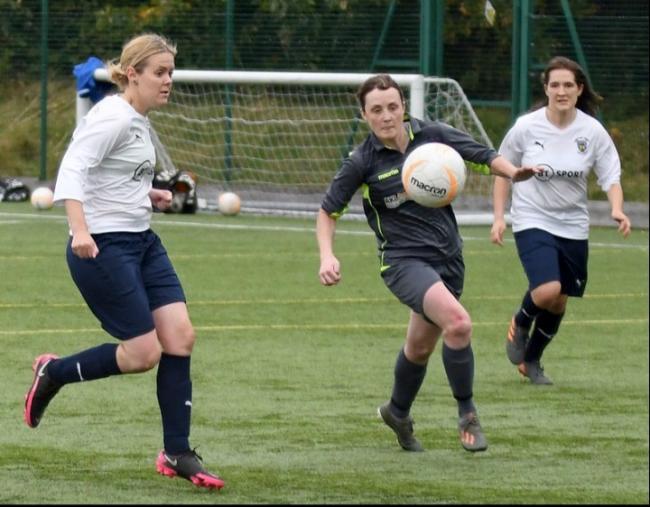 Skipton Town (white) came back from 2–0 down to beat Farsley Junior Ladies Reserves 3–2 at Batley Sports Centre, courtesy of John McEvoy.