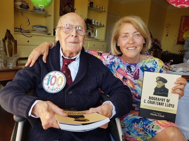 Bradford Telegraph and Argus: Masha Lloyd with her father, CC Lloyd, and a book she wrote about him which she presented him with on his 100th birthday 
