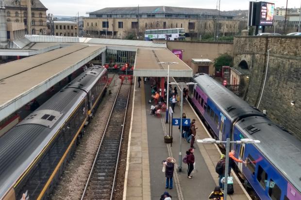 Bradford Interchange. Trains are not running from the station today due to strike action
