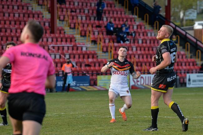 Jordan Lilley's drop goal downed Halifax in April when the two teams met in the league at Dewsbury. Pic: Tom Pearson.
