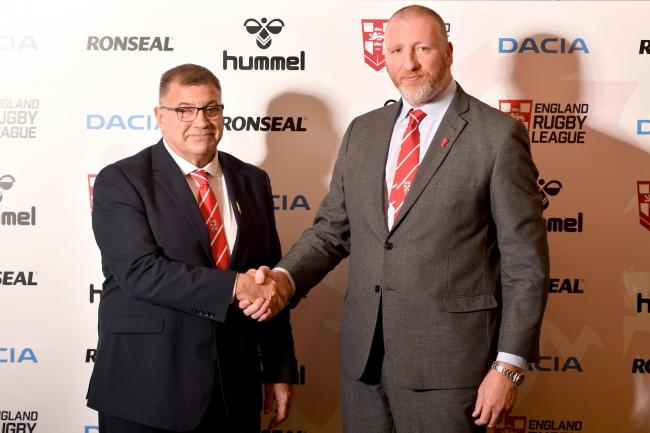 Chief Executive of the Rugby Football League Ralph Rimmer (right) says the realignment of the RFL and Super League is 