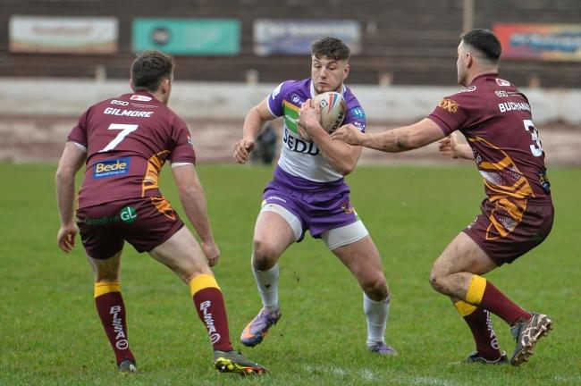 Billy Jowitt on the attack in the Bulls' opening friendly against Batley. Picture: Tom Pearson