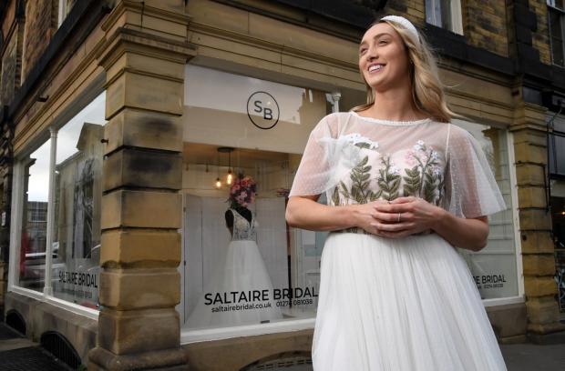 Bradford Telegraph and Argus: Model Charlotte Rumsby outside Saltaire Bridal