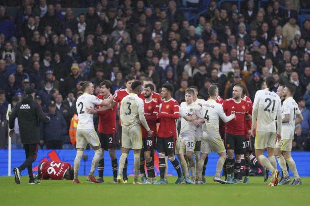 Tense scenes in the match. Picture: AP Photo/Jon Super.