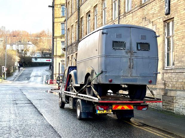 Bradford Telegraph and Argus: A vintage van is transported to the set. Picture: Mark Davis