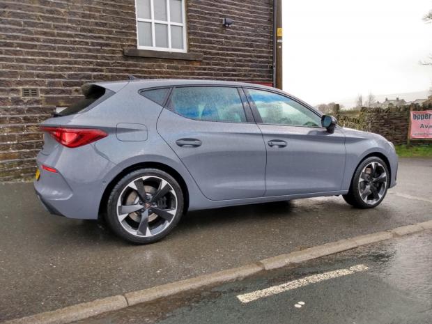 Bradford Telegraph and Argus: The Cupra Leon on test during stormy conditions 