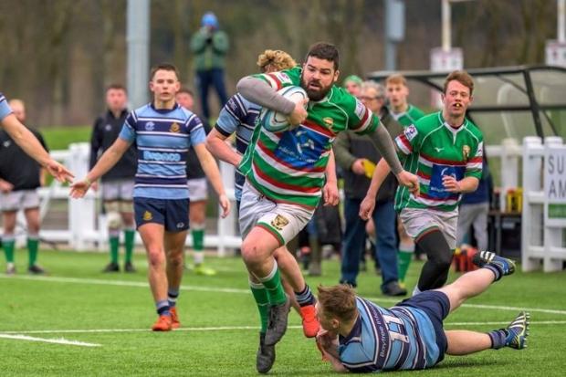 Sean Kelly (ball in hand) has been instrumental in Keighley getting back up to Yorkshire One after relegation in 2020. Picture: Mark Ellis Photography.