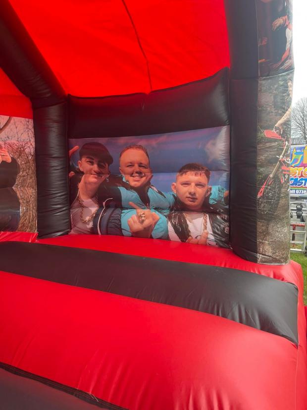 Bradford Telegraph and Argus: Another image of the Bradford trio on the right panel of the bouncy castle. Picture: First Choice Castles