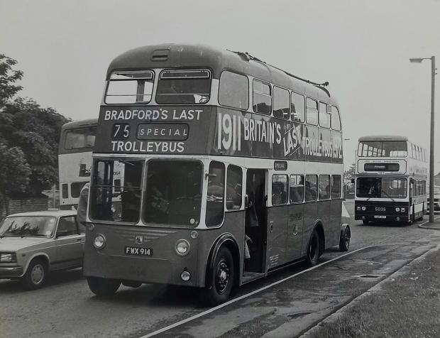 Bradford Telegraph and Argus: Bradford’s last trolleybus is pictured on display in 1986