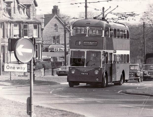 Bradford Telegraph and Argus: A trolleybus on Duckworth Lane in 1972