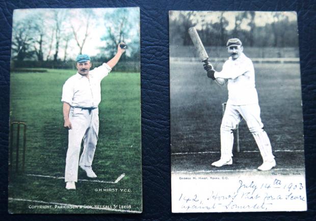 Bradford Telegraph and Argus: Postcards featuring photographs of Yorkshire and England cricketer George Hirst are due to go under the hammer