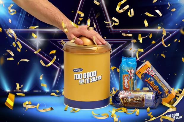 Bradford Telegraph and Argus: McVitie’s Britain’s Got Talent Golden Buzzer Biscuit Tins come stuffed with promotional packs of sweet treats. Picture: Taylor Herring