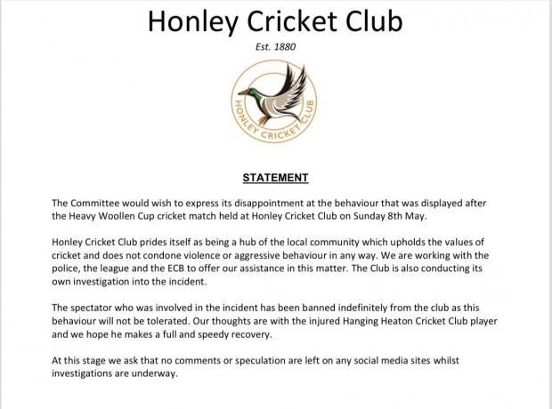 Bradford Telegraph and Argus: The full statement issued by Honley Cricket Club 