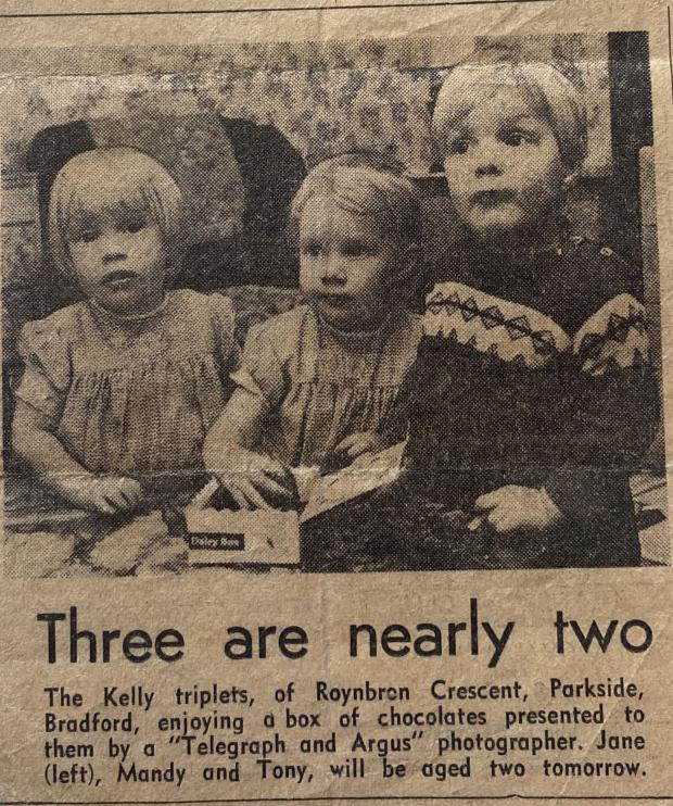 Bradford Telegraph and Argus: The Kelly triplets featured in the Telegraph & Argus 