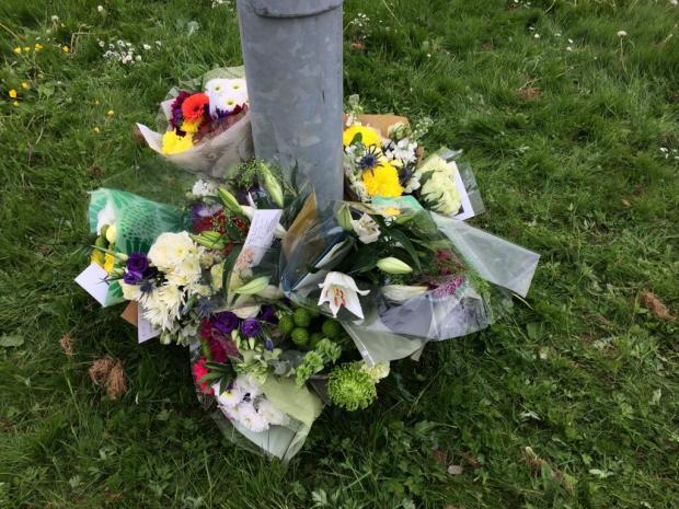 Bradford Telegraph and Argus: Flowers left on Broadway in Horsforth
