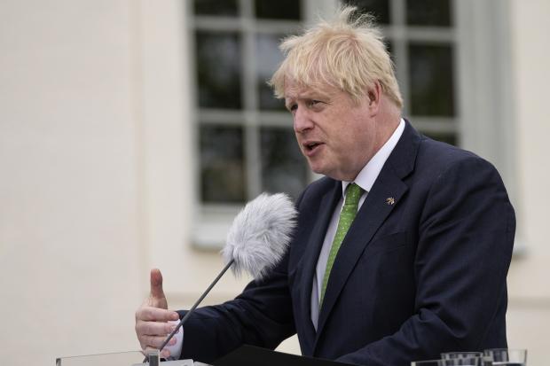 Prime Minister Boris Johnson at a press conference with Swedish Prime Minister Magdalena Andersson. Pic: PA