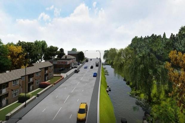 Artist's impression of the Valley Road stretch of road widening scheme