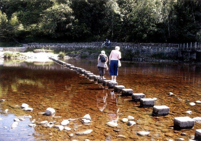 The stepping stones at Bolton Abbey, taken by Mrs C S Philips, of Harbour Road, Wibsey, Bradford.