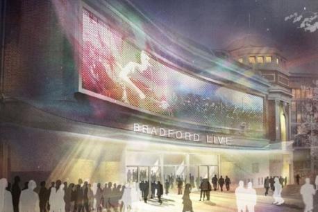 Bradford Telegraph and Argus: Artist's impression of the completed Bradford Live venue. City of Culture judges visited the site to see work in progress.