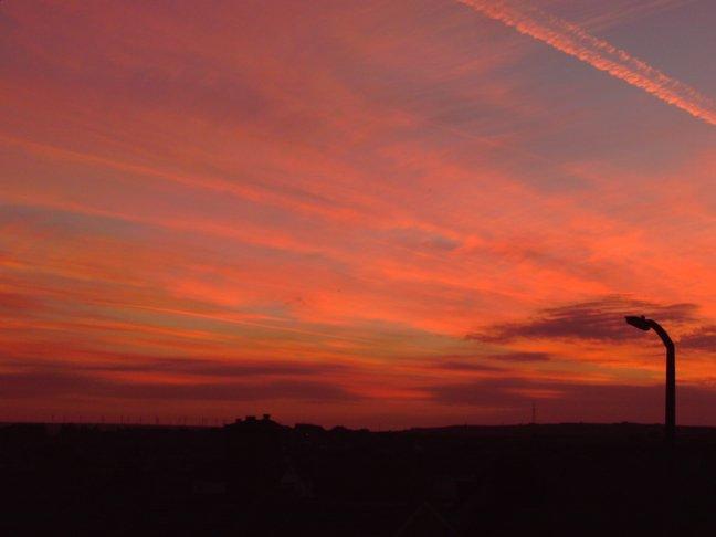 Red sky over Queensbury, taken by Matthew Dickerson, of Highfield Terrace, Queensbury, Bradford.
