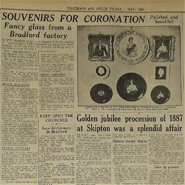 Bradford Telegraph and Argus: T&A report on Coronation souvenirs, May 1953