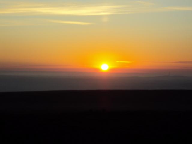 Sunrise from The Apostle Stones, taken by Elsie M Altass, of Sunningdale Crescent, Cullingworth
