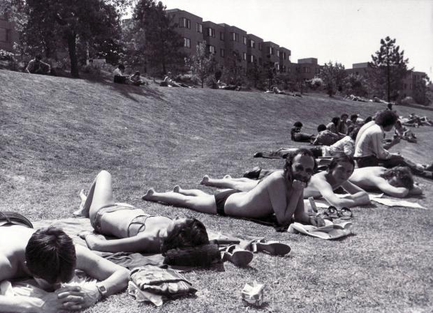 Bradford Telegraph and Argus: Bradford students studying and relaxing in the sun in 1980
