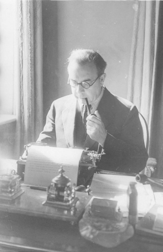 Bradford Telegraph and Argus: J B Priestley, pictured at the National Hotel, Moscow in 1945. Picture: University of Bradford