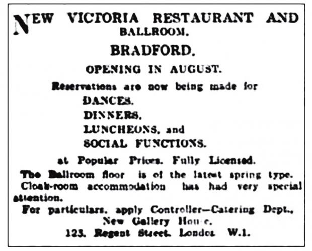 Bradford Telegraph and Argus: The original notice that the New Victoria was due to open in August 1930