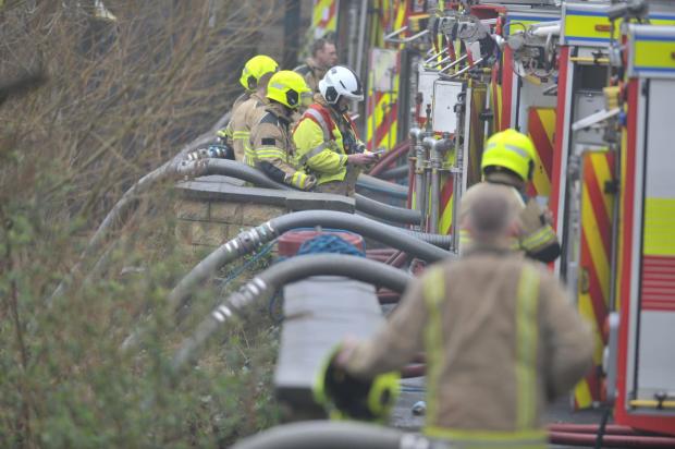 Bradford Telegraph and Argus: Fire engines lined up at the scene