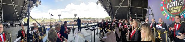 Bradford Telegraph and Argus: Another image of Black Dyke Band on stage at Glastonbury