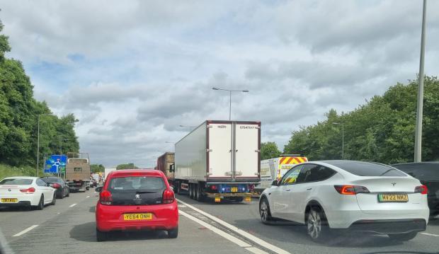 Bradford Telegraph and Argus: Traffic tailing back on the M606