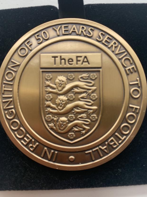 Bradford Telegraph and Argus: Stewart Willingham's long-service medal from the FA.