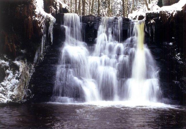 Goit Stock waterfall, taken by  M Bentham, of Marchcote Lane, Cottingley, Bingley.