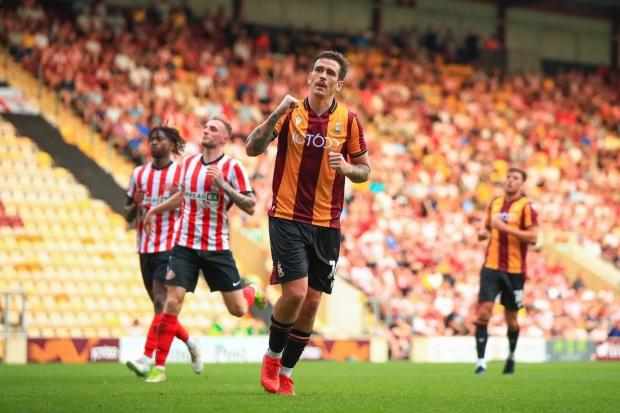 Bradford Telegraph and Argus: Bradford City's Jamie Walker celebrates after scoring in his side's 2-0 friendly win Sunderland at Valley Parade earlier this month. Picture: Thomas Gadd