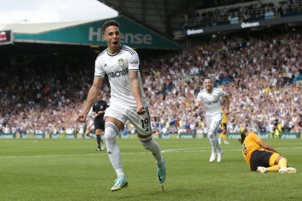 Leeds United's Rodrigo Moreno celebrates scoring against Wolves at Elland Road. Picture: Ian Hodgson/PA Wire