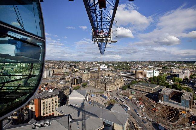 Bradford city centre from construction crane, by Mark Davis, of Haworth