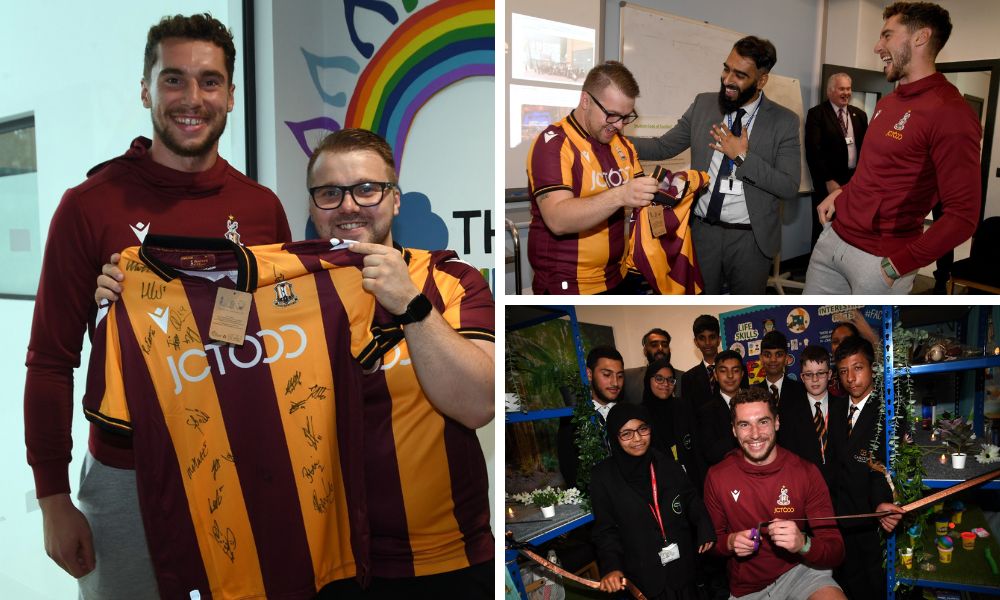 Top teaching assistant presented with Bradford City shirt