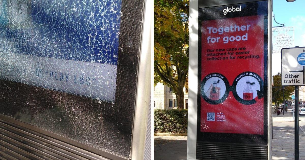 Vandals smash BT phone hub in Bradford city centre