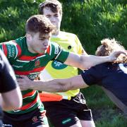 Max Trueman was on hand to score two of West Bowling's eight tries in their impressive win over Clock Face Miners. Picture: Richard Leach.