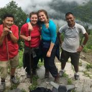 Georgie Paul, second from left, volunteering in Nepal