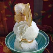 Parsnip and cider ice cream with apple crisps