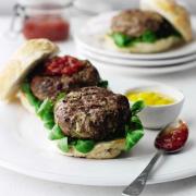 Beefburgers with garlic butter Kiev filling